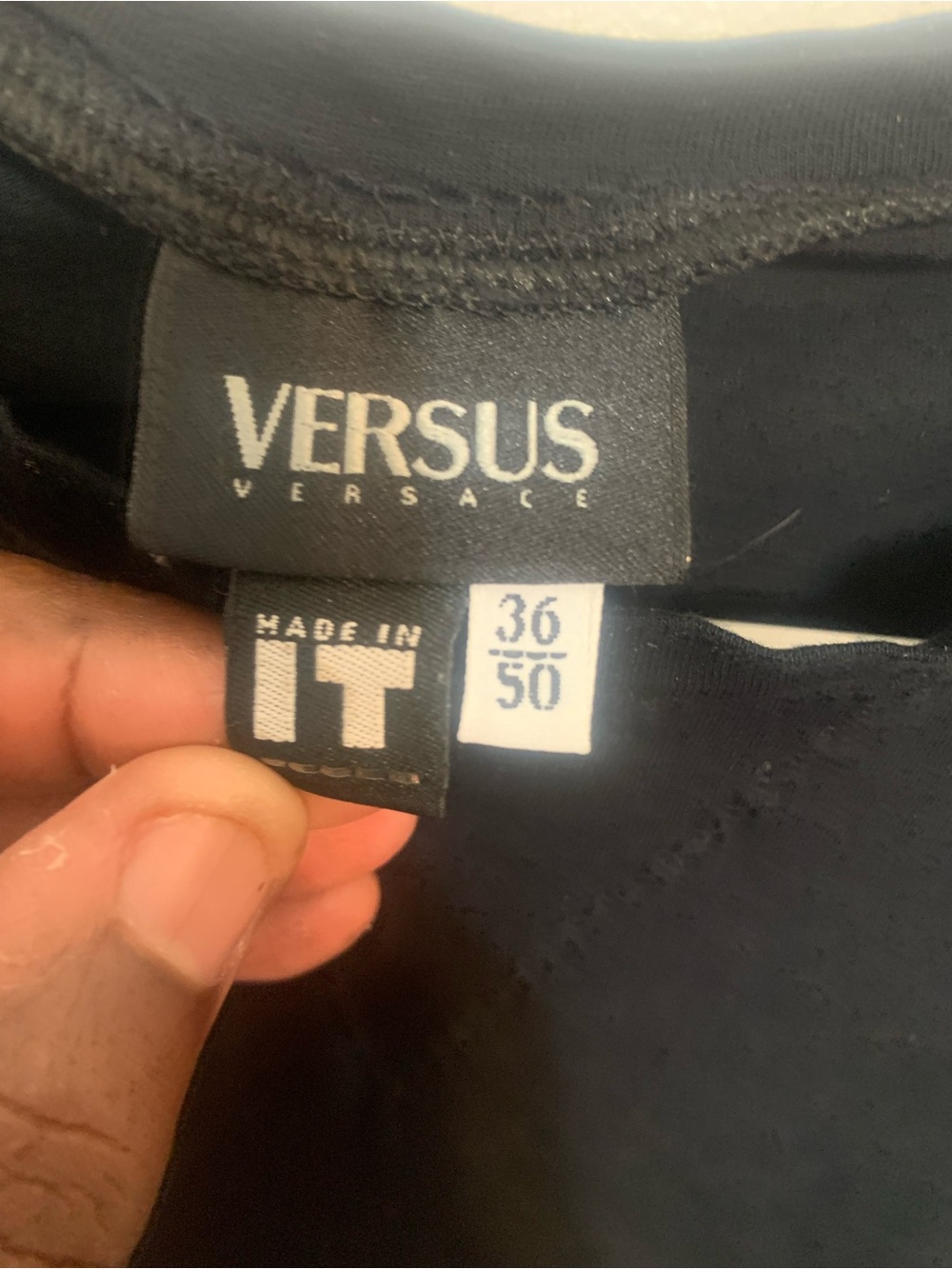 Versus Versace Black Crewneck Top with Branded Neck Tag
